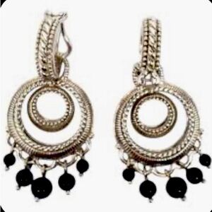 Judith Ripka Sterling Black Onyx Hoop Earrings